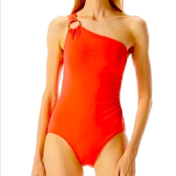 Michael Kors Embellished One-Shoulder Underwire One-Piece Swimsuit Red N… - Picture 11 of 11